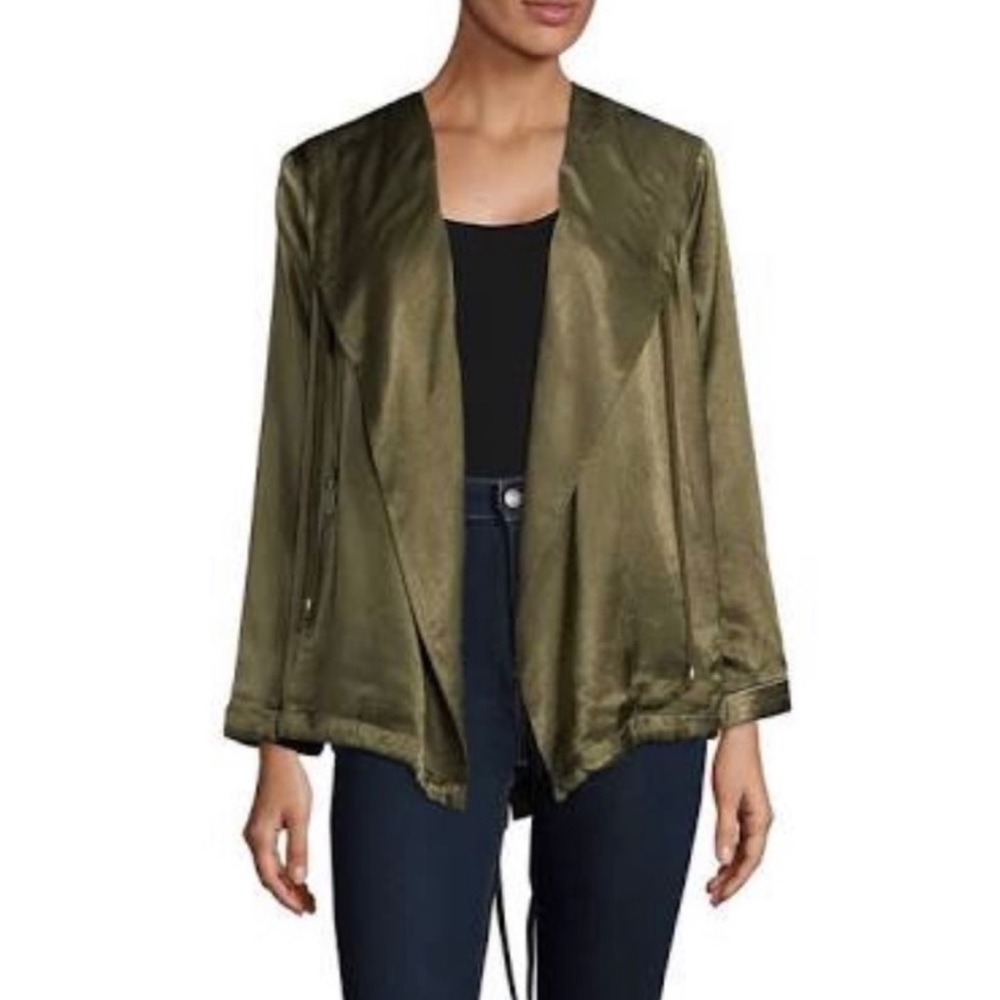Splendid Olive Green ‘Slub’ Satin Anorak Jacket